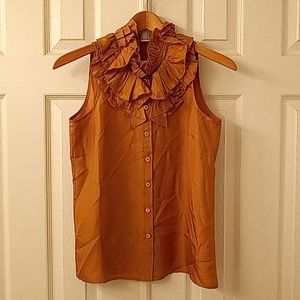 Nwot 100% silk j.crew sleeveless top ruffle neck.